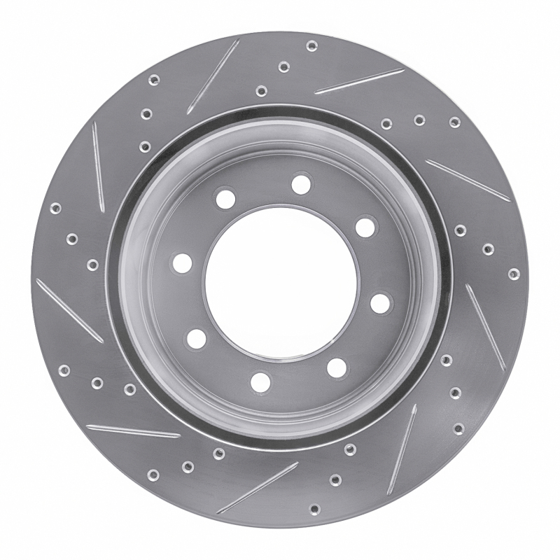 Ford F-350 Super Duty Brake Rotor (1) - Rear Right - R1 Concepts - Drilled & Slotted - Silver - `11-`22